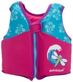 Kids' Printed Swim Vest With Safety Strap -Swimming Equipment Store 5665917501608 pinkblue 3a