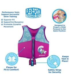 Kids' Printed Swim Vest With Safety Strap -Swimming Equipment Store 5665917501608 pinkblue 6a