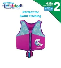 Kids' Printed Swim Vest With Safety Strap -Swimming Equipment Store 5665917501608 pinkblue 8a