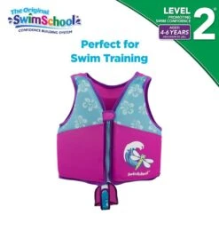 Kids' Printed Swim Vest With Safety Strap -Swimming Equipment Store 5665917501608 pinkblue 9a