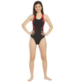 Women's Surf Splice Wave Back One Piece Swimsuit -Swimming Equipment Store 5666066137256 red 4a