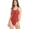 Women's Zircon Swan Back One Piece Swimsuit -Swimming Equipment Store 5666087829672 red 1a