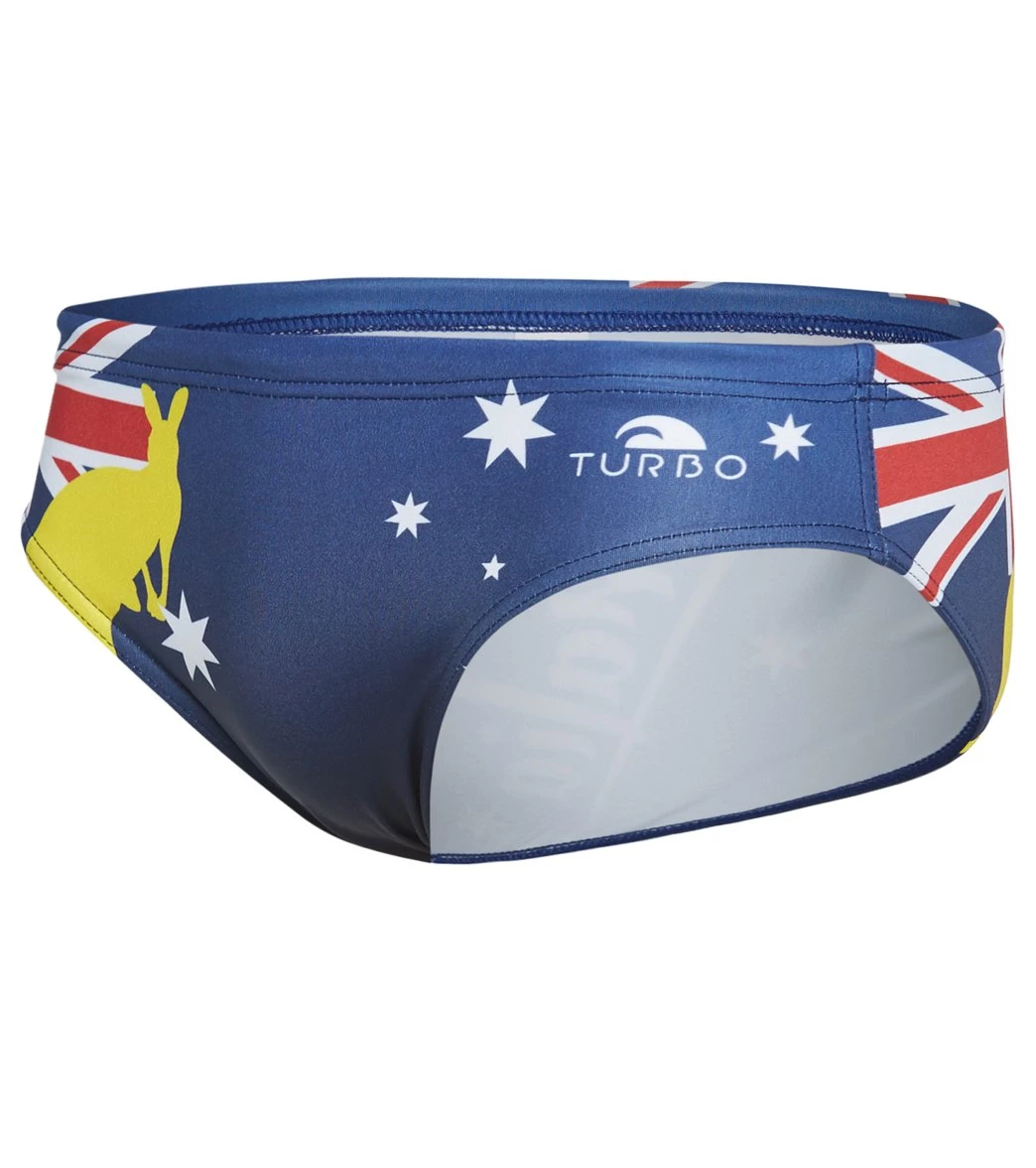 TURBO Men's Australia Lettering Water Polo Brief 4 TURBO Men's Australia Lettering Water Polo Brief - Image 2