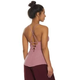 Mitered Low V-Back Yoga Support Tank -Swimming Equipment Store 5666811904168 dustyrose 3a