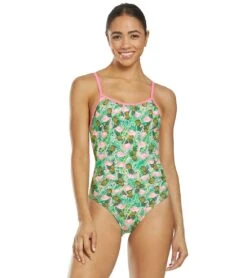Flamingo Frenzy Thin Strap One Piece Swimsuit