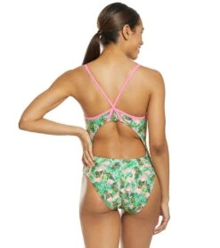 Flamingo Frenzy Thin Strap One Piece Swimsuit -Swimming Equipment Store 5667011887272 pinkgreenmulti 3a