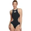 Arena Women's One Big Logo One Piece Swimsuit -Swimming Equipment Store 5667733176488 blacksilver 1a