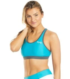 TYR Women's Competitor Racerback Tri Bra -Swimming Equipment Store 5669492654248 turqgrey 5a