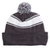 Stripe Pom Pom Beanie -Swimming Equipment Store 5669600264360 irongreywhite 1a