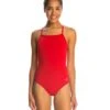 Reliance Solid V-Back One Piece Swimsuit 2 Reliance Solid V-Back One Piece Swimsuit -Swimming Equipment Store 5669963530408 red 1a