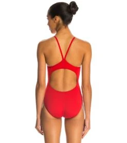 Reliance Solid V-Back One Piece Swimsuit -Swimming Equipment Store 5669963530408 red 3a