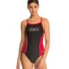 Lifeguard Color Block V-2 Back One Piece Swimsuit -Swimming Equipment Store 5669969330344 blackredwhite 1a