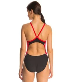 Lifeguard Color Block V-2 Back One Piece Swimsuit -Swimming Equipment Store 5669969330344 blackredwhite 3a