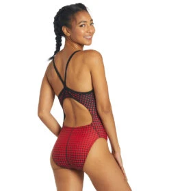 Molecule Thin Strap One Piece Swimsuit -Swimming Equipment Store 5670700581032 redblack 4a