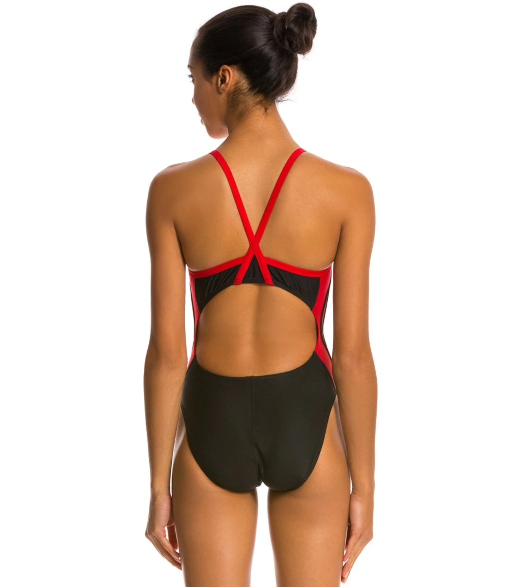 Poly Splice Thin Strap One Piece Swimsuit 5 Poly Splice Thin Strap One Piece Swimsuit - Image 3