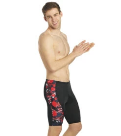 Paint Splatter Piped Splice Jammer Swimsuit -Swimming Equipment Store 5672531329192 redmulti 3a