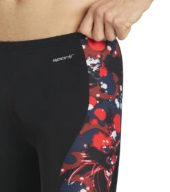 Paint Splatter Piped Splice Jammer Swimsuit -Swimming Equipment Store 5672531329192 redmulti 5a