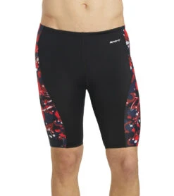 Paint Splatter Piped Splice Jammer Swimsuit -Swimming Equipment Store 5672531329192 redmulti 6a