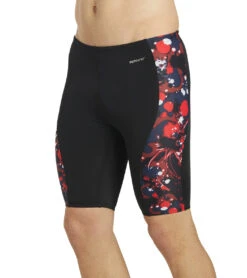 Paint Splatter Piped Splice Jammer Swimsuit -Swimming Equipment Store 5672531329192 redmulti 7a