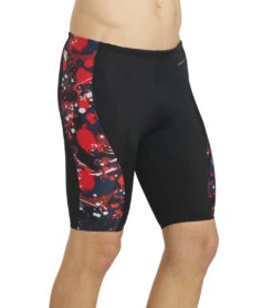 Paint Splatter Piped Splice Jammer Swimsuit -Swimming Equipment Store 5672531329192 redmulti 8a