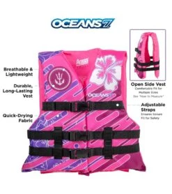 Kids' USCGA 3 Buckle Personal Flotation Device (50-90 Lbs.) -Swimming Equipment Store 5677746651304 pink 3a