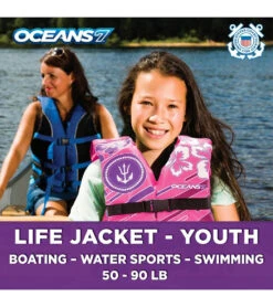 Kids' USCGA 3 Buckle Personal Flotation Device (50-90 Lbs.) -Swimming Equipment Store 5677746651304 pink 7a