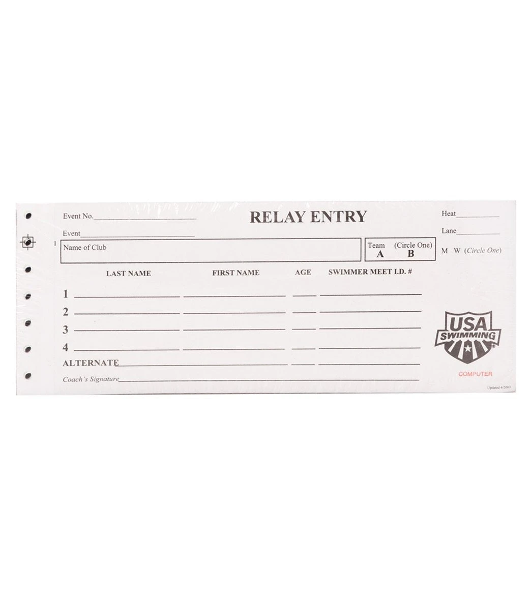 Relay Entry Slip 3 Relay Entry Slip