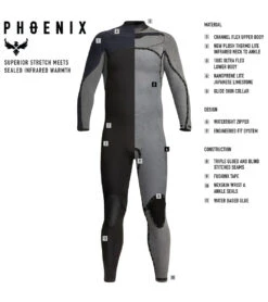 Xcel Men's 4/3mm Phoenix Full Wetsuit -Swimming Equipment Store 5694735286440 blackgraphite 3a