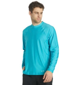 Men's L/S UPF 50+ Comfort Fit Rashguard -Swimming Equipment Store 6175076810920 oceanblue 4a