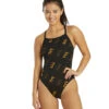 Women's Cascading TYR Print Diamondfit One Piece Swimsuit -Swimming Equipment Store 6663769981096 blackgold 1a