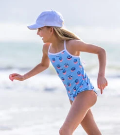 Girls' French Riviera X Back Tie One Piece Swimsuit (Little Kid, Big Kid) -Swimming Equipment Store 6747574141096 blue 3a