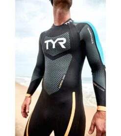 TYR Men's Hurricane Cat 2 Fullsleeve Triathlon Wetsuit -Swimming Equipment Store 6751580749992 blackblueorange 4a