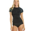 Women's Lattice Cap Sleeve Rashguard Top