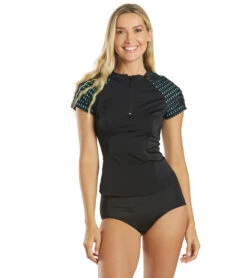 Women's Lattice Cap Sleeve Rashguard Top