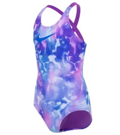 Nike Girls' Rainbow Cloud Dye Crossback One Piece Swimsuit (Big Kid)