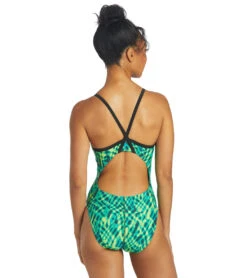Serene Thin Strap One Piece Swimsuit -Swimming Equipment Store 6940349792424 green 3a
