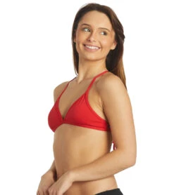 Women's Triangle Solid Bikini Top -Swimming Equipment Store 7012302323880 red 5a