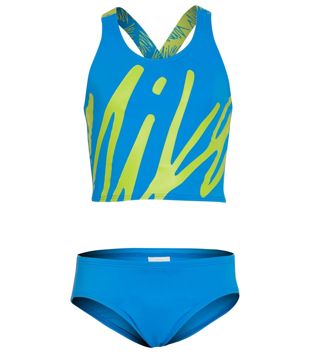 Nike Girls' Script Logo Crossback Two Piece Mid Bikini Set (Big Kid) 3 Nike Girls' Script Logo Crossback Two Piece Mid Bikini Set (Big Kid)