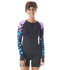 Women's Paradise At Twilight Ava Zip Rash Guard -Swimming Equipment Store 7067060666536 blkmulti 3a