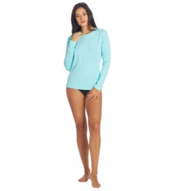 Xcel Women's Heathered Ventx Long Sleeve UV Rashguard -Swimming Equipment Store 7088943399080 blacierblue 3a