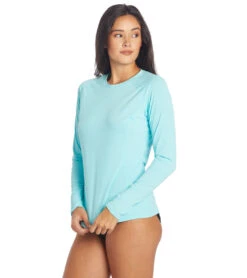 Xcel Women's Heathered Ventx Long Sleeve UV Rashguard -Swimming Equipment Store 7088943399080 blacierblue 4a