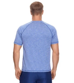 Reebok Men's Heathered Black Raglan Swim Tee -Swimming Equipment Store 7167534334120 blue 3a