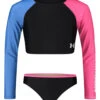 Under Armour Girls' Long Sleeve UPF 30+ Crop Rashguard Set (Little Kid, Big Kid) -Swimming Equipment Store 7186272059560 black 1a