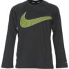 Nike Boys' Swoosh Long Sleeve Hydroguard (Big Kid) -Swimming Equipment Store 7187160924328 black 1a