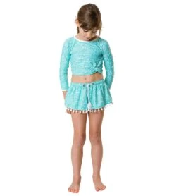 Girls' Spearmint Spot LS Wrap Crop Bikini Top (Little Kid, Big Kid) -Swimming Equipment Store 7217019060392 mint 4a