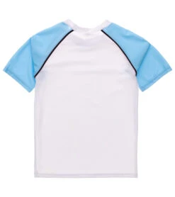 Boys' White Light Blue Sleeve SS Rash Top (Toddler, Little Kid, Big Kid) -Swimming Equipment Store 7217023189160 white 2a