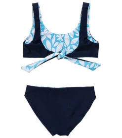 Girls' Aqua Bloom Sustainable Reversible Surf Bow Bikini Set (Big Kid) -Swimming Equipment Store 7217026662568 blue 4a