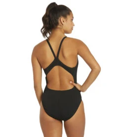 Nike Women's HydraStrong Solid Poly Racer Back One Piece Swimsuit -Swimming Equipment Store 7228379332776 black 3a