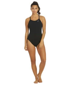 Nike Women's HydraStrong Solid Poly Racer Back One Piece Swimsuit -Swimming Equipment Store 7228379332776 black 4a