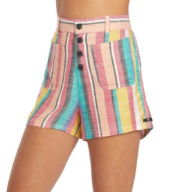 HURLEY Women's Button Front Short -Swimming Equipment Store 7333618614440 romanstripe 5a